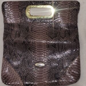 Vecceli Italy Shimmering Brown Snakeskin Clutch